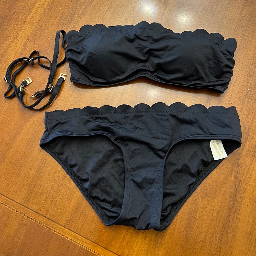 Kate Spade Black Scalloped Swim Bikini